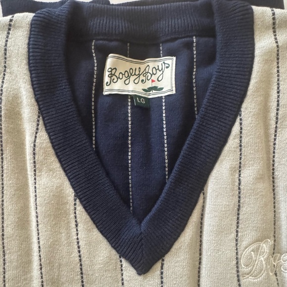 Bogey Boys by Macklemore Pin Stripe Sleeveless Sweater Vest, Grey, Size L, NWT - Picture 10 of 11